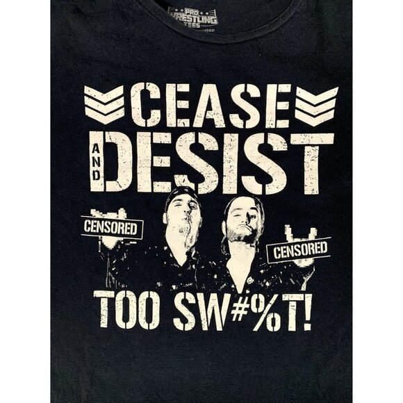 AEW Pro Wrestling Tees the Young Bucks Cease and Desist Too Sweet T-Shirt Size 3 - Picture 4 of 4